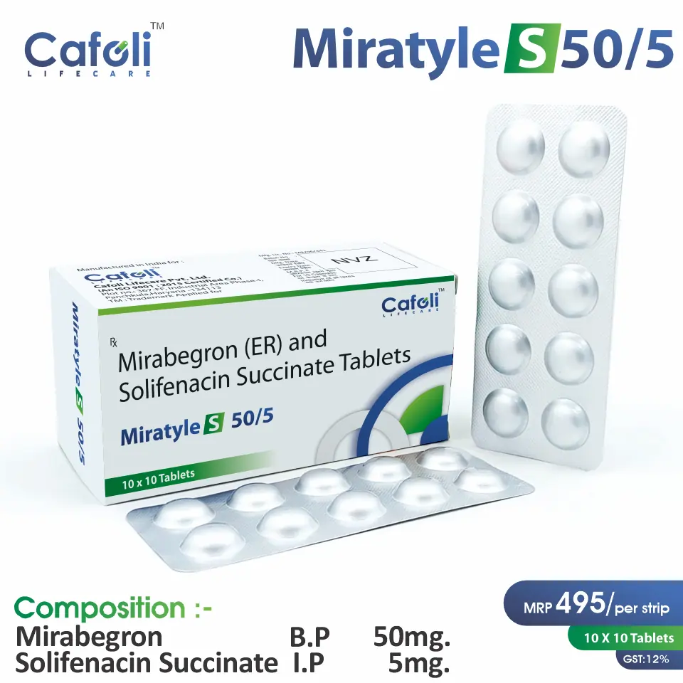 Mirabegron 50mg + Solifenacin 5mg Tablet for PCD Pharma Franchise in Overactive Bladder Treatment